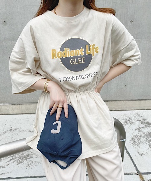 nemne store(ネンネストア)の「浜辺をかけるウェストシャーリングロゴTシャツ(Tシャツ/カットソー・レディース・ベージュ/オフホワイト/スミクロ/カーキ・フリー)」の20枚目の写真