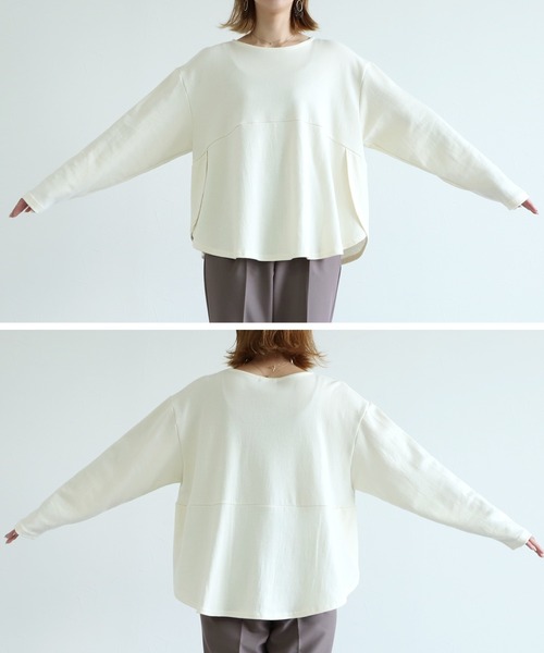 reca（レカ）の「【ZOZOTOWN限定】サイド重ねラウンド裾フレアプルオーバー（Tシャツ/カットソー・レディース・グレイッシュベージュ/ブラック/アイボリー/ダークブラウン・FREE）」の5枚目の写真