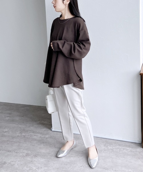 ZOZOTOWN限定】サイド重ねラウンド裾フレアプルオーバー（Tシャツ