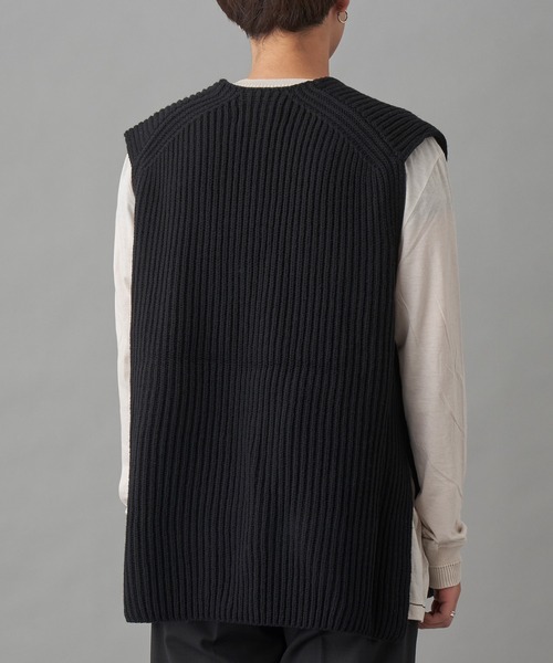 JOHN MASON SMITH◆ニット・セーター(厚手)/L/ウール/CRM/無地/21WKN-#809S JOHN MASON SMITH OVER SIZE V NECK KINT (21WKN-#809S)（ニット