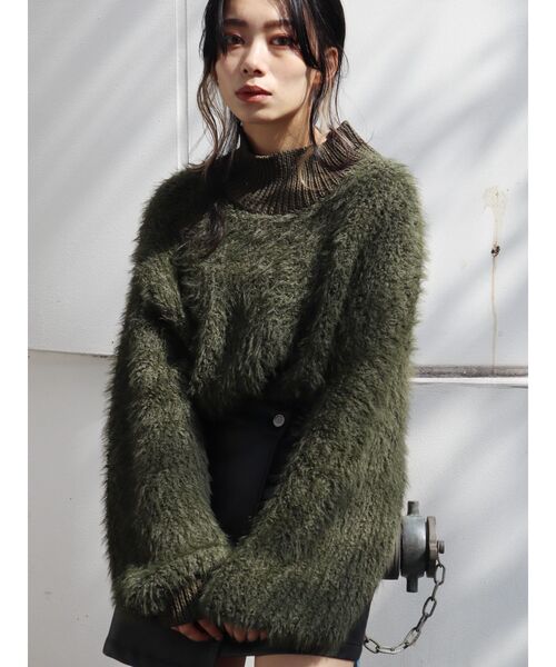 EVRIS（エヴリス）の「ファンシーヤーンハイネックニット（ニット/セーター・レディース・ブラック/カーキ/パープル/アイボリー・FREE）」の3枚目の写真