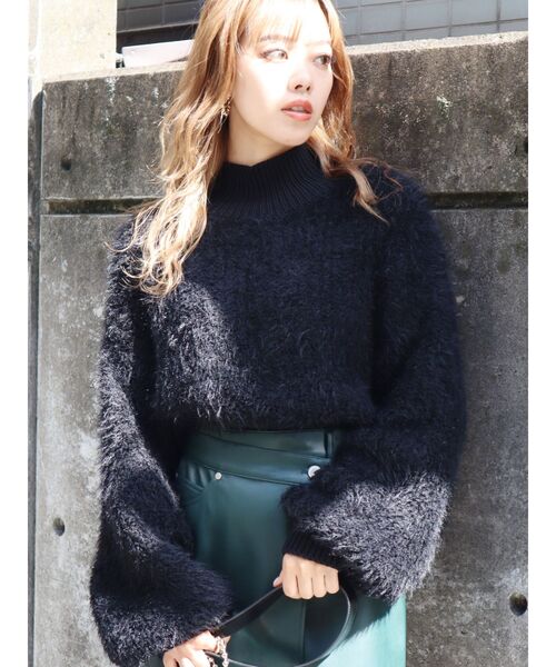 EVRIS（エヴリス）の「ファンシーヤーンハイネックニット（ニット/セーター・レディース・ブラック/カーキ/パープル/アイボリー・FREE）」の2枚目の写真