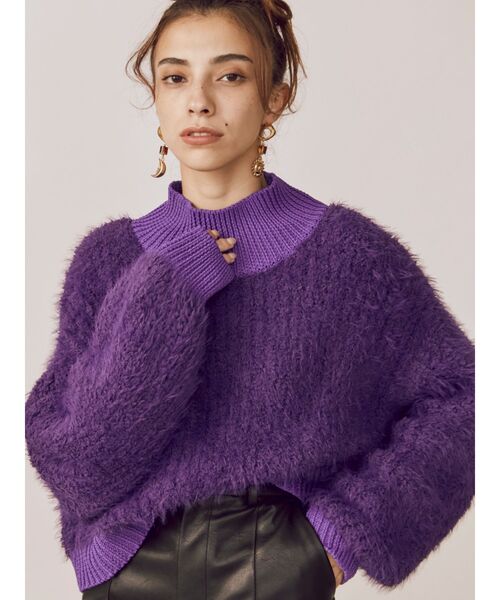 EVRIS（エヴリス）の「ファンシーヤーンハイネックニット（ニット/セーター・レディース・ブラック/カーキ/パープル/アイボリー・FREE）」の19枚目の写真