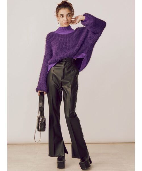 EVRIS（エヴリス）の「ファンシーヤーンハイネックニット（ニット/セーター・レディース・ブラック/カーキ/パープル/アイボリー・FREE）」の17枚目の写真