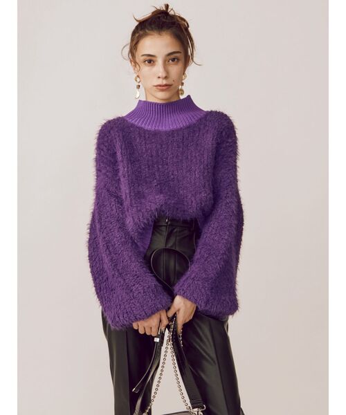 EVRIS（エヴリス）の「ファンシーヤーンハイネックニット（ニット/セーター・レディース・ブラック/カーキ/パープル/アイボリー・FREE）」の13枚目の写真