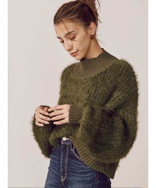 EVRIS（エヴリス）の「ファンシーヤーンハイネックニット（ニット/セーター・レディース・ブラック/カーキ/パープル/アイボリー・FREE）」の15枚目の写真