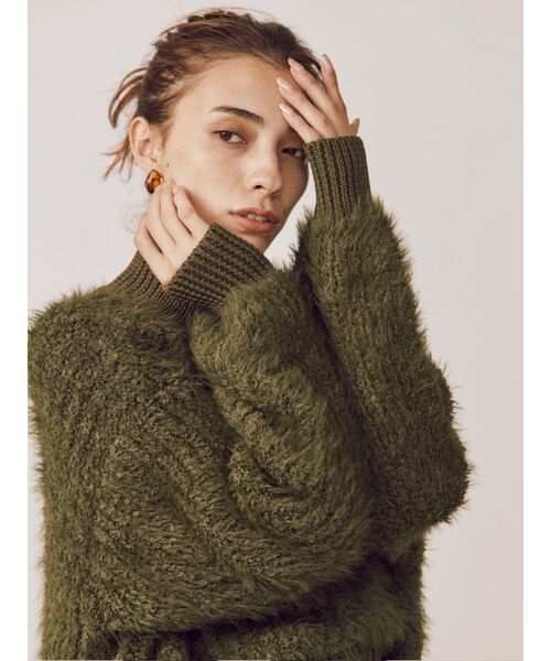 EVRIS（エヴリス）の「ファンシーヤーンハイネックニット（ニット/セーター・レディース・ブラック/カーキ/パープル/アイボリー・FREE）」の11枚目の写真