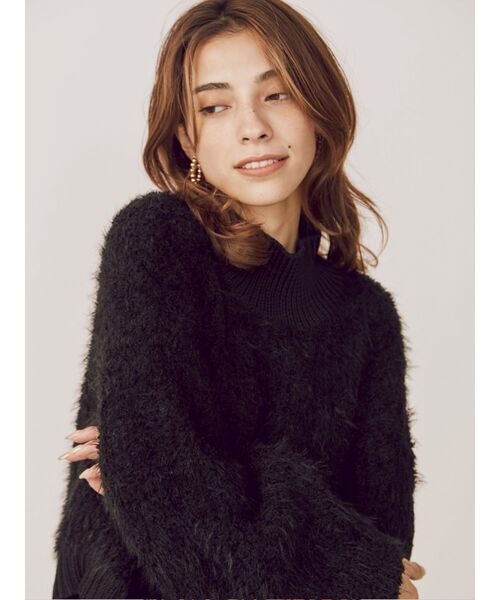 EVRIS（エヴリス）の「ファンシーヤーンハイネックニット（ニット/セーター・レディース・ブラック/カーキ/パープル/アイボリー・FREE）」の10枚目の写真