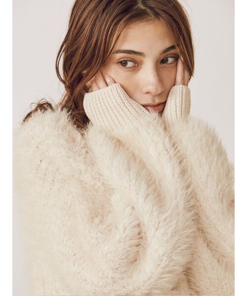 EVRIS（エヴリス）の「ファンシーヤーンハイネックニット（ニット/セーター・レディース・ブラック/カーキ/パープル/アイボリー・FREE）」の14枚目の写真