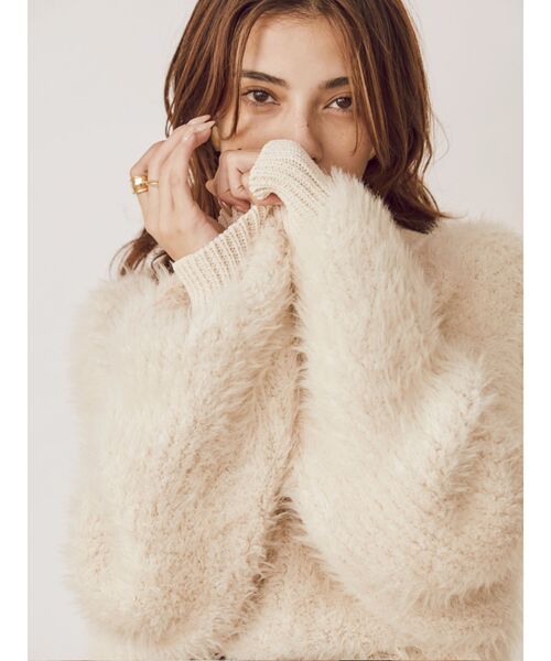 EVRIS（エヴリス）の「ファンシーヤーンハイネックニット（ニット/セーター・レディース・ブラック/カーキ/パープル/アイボリー・FREE）」の16枚目の写真