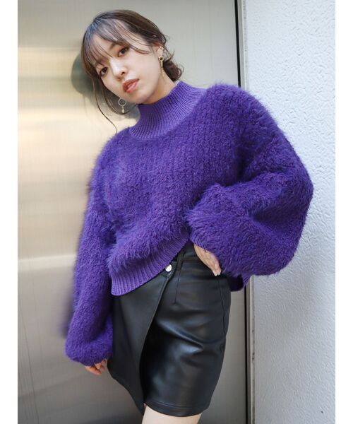 EVRIS（エヴリス）の「ファンシーヤーンハイネックニット（ニット/セーター・レディース・ブラック/カーキ/パープル/アイボリー・FREE）」の22枚目の写真