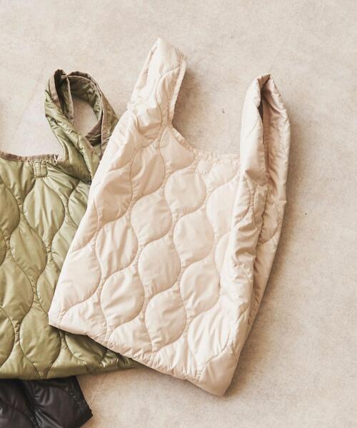 coen（コーエン）の「キルトエコバッグ（トートバッグ・レディース・ブラック/オフホワイト/オリーブ・FREE）」の2枚目の写真