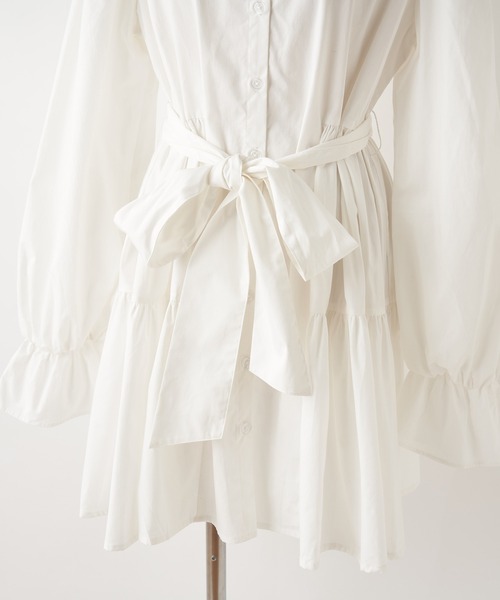 one after another NICE CLAUP（ワンアフターアナザーナイスクラップ）の「ウエストリボン前後2WAYチュニック（チュニック・レディース・ブラック/ブラウン/オフホワイト・FREE）」の7枚目の写真