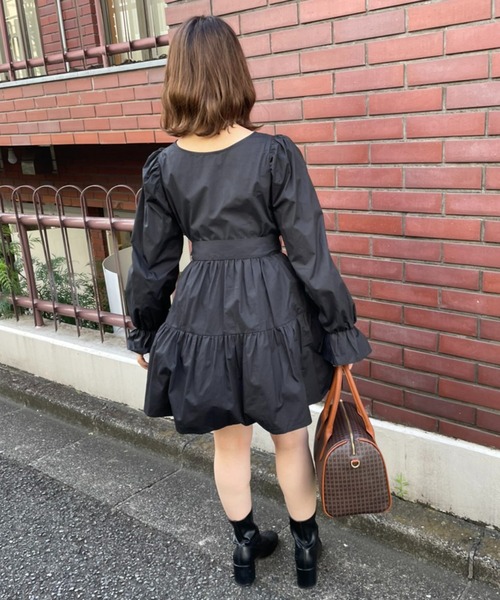 one after another NICE CLAUP（ワンアフターアナザーナイスクラップ）の「ウエストリボン前後2WAYチュニック（チュニック・レディース・ブラック/ブラウン/オフホワイト・FREE）」の20枚目の写真