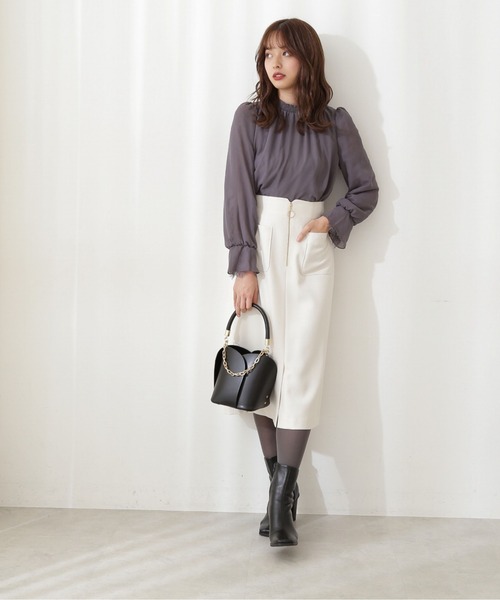 PROPORTION BODY DRESSING(プロポーションボディドレッシング)の「フロントファスナーカルゼタイト / 1211220013(スカート・レディース・パープル/ホワイト系その他/グリーン・X-SMALL/MEDIUM/SMALL)」の2枚目の写真