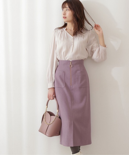 PROPORTION BODY DRESSING(プロポーションボディドレッシング)の「フロントファスナーカルゼタイト / 1211220013(スカート・レディース・パープル/ホワイト系その他/グリーン・X-SMALL/MEDIUM/SMALL)」の3枚目の写真