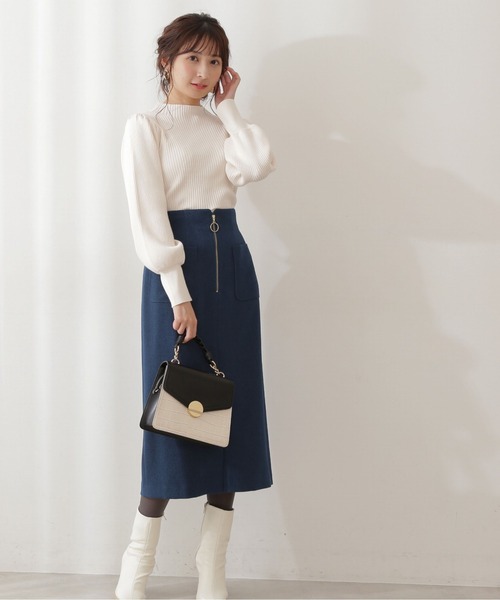 PROPORTION BODY DRESSING(プロポーションボディドレッシング)の「フロントファスナーカルゼタイト / 1211220013(スカート・レディース・パープル/ホワイト系その他/グリーン・X-SMALL/MEDIUM/SMALL)」の6枚目の写真