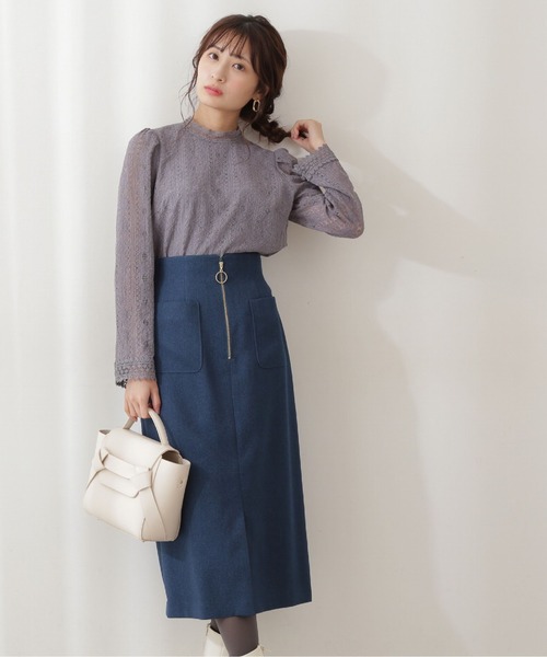 PROPORTION BODY DRESSING(プロポーションボディドレッシング)の「フロントファスナーカルゼタイト / 1211220013(スカート・レディース・パープル/ホワイト系その他/グリーン・X-SMALL/MEDIUM/SMALL)」の8枚目の写真