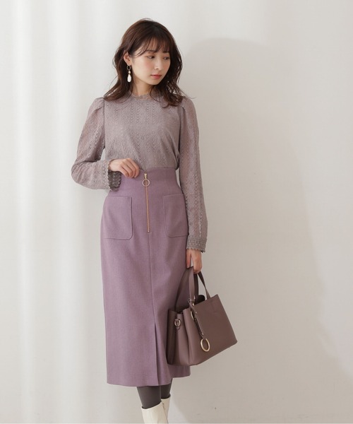 PROPORTION BODY DRESSING(プロポーションボディドレッシング)の「フロントファスナーカルゼタイト / 1211220013(スカート・レディース・パープル/ホワイト系その他/グリーン・X-SMALL/MEDIUM/SMALL)」の12枚目の写真