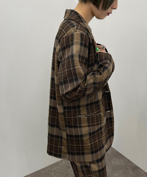 apres jour mignon（アプレジュールミニョン）の「チェックシングルジャケット【SETUP着用可能】【ZOZOTOWN限定アイテム】（テーラードジャケット・レディース・ブラウン系その他/カーキ/ベージュ・X-LARGE/フリー）」の7枚目の写真