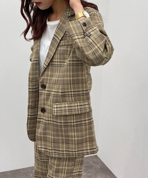 apres jour mignon（アプレジュールミニョン）の「チェックシングルジャケット【SETUP着用可能】【ZOZOTOWN限定アイテム】（テーラードジャケット・レディース・ブラウン系その他/カーキ/ベージュ・X-LARGE/フリー）」の15枚目の写真