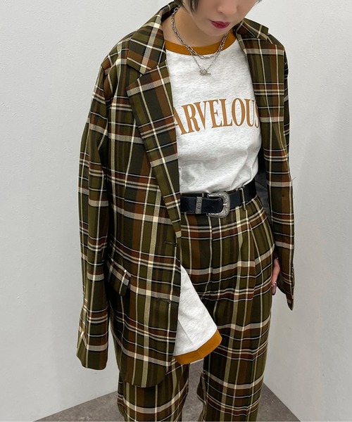 apres jour mignon（アプレジュールミニョン）の「チェックシングルジャケット【SETUP着用可能】【ZOZOTOWN限定アイテム】（テーラードジャケット・レディース・ブラウン系その他/カーキ/ベージュ・X-LARGE/フリー）」の21枚目の写真