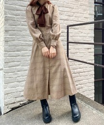 one after another NICE CLAUP | 【ZOZOTOWN限定】取り外せるボウタイときれいなシルエット。2WAYAラインワンピース(ワンピース)