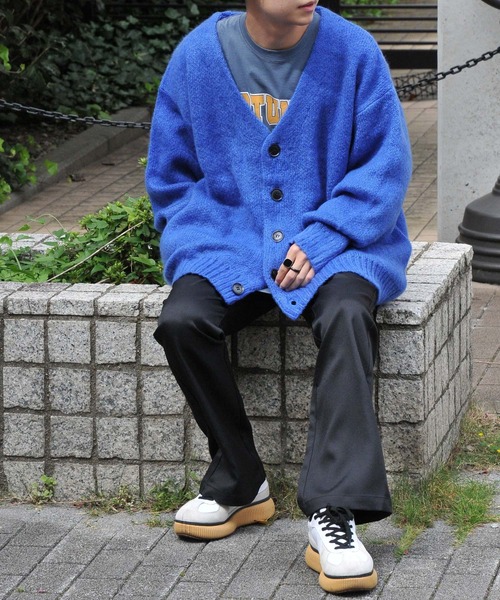 ZIP FIVE(ジップファイブ)の「【ZIP FIVE】 モヘアライク カラー オーバー ニット ルーズ Vネック カーディガン(カーディガン/ボレロ・メンズ・マスタード/レッド/ブラック/グリーン/ブルー/ライトグレー/チャコール/グリーン系・LARGE/MEDIUM)」の17枚目の写真