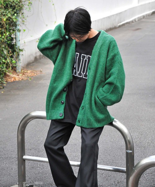 ZIP FIVE(ジップファイブ)の「【ZIP FIVE】 モヘアライク カラー オーバー ニット ルーズ Vネック カーディガン(カーディガン/ボレロ・メンズ・マスタード/レッド/ブラック/グリーン/ブルー/ライトグレー/チャコール/グリーン系・LARGE/MEDIUM)」の13枚目の写真