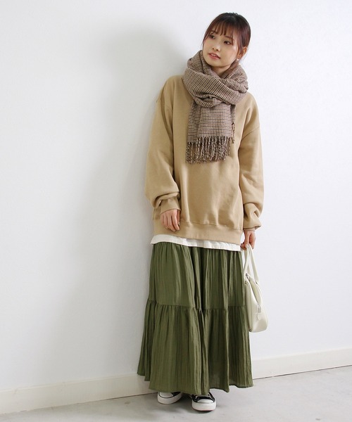 Crisp（クリスプ）の「フリンジチェックストール（ストール/ショール・レディース・ブラウン・FREE）」の5枚目の写真