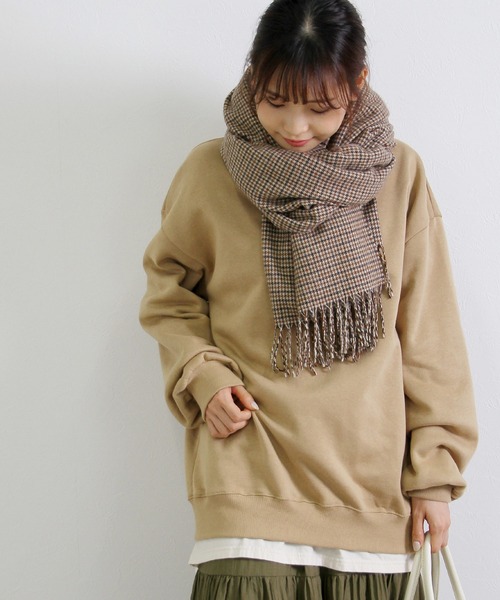 Crisp（クリスプ）の「フリンジチェックストール（ストール/ショール・レディース・ブラウン・FREE）」の6枚目の写真