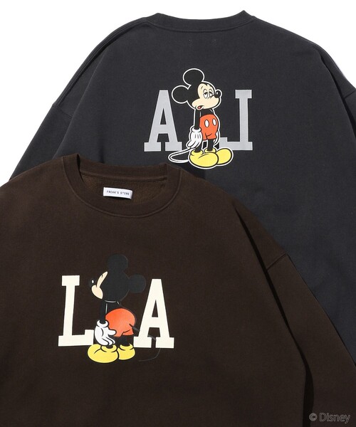 FREAK'S STORE（フリークスストア）の「WEB限定【DISNEY/ディズニー ミッキーマウス】 別注 LAプリント クルーネックスウェット/バックプリント（スウェット・メンズ・ブラック/ネイビー/ブラウン/グレー/オフホワイト/グリーン・SMALL/MEDIUM/LARGE）」の17枚目の写真