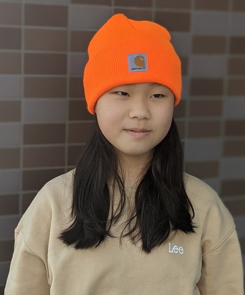 Carhartt（カーハート）の「Carhartt/カーハート　キッズ　ワンポイントロゴ ニットワッチ（ニットキャップ/ビーニー・キッズ・ブラック/ブラウン/カーキ/オレンジ/ピンク/サックスブルー・FREE）」の12枚目の写真