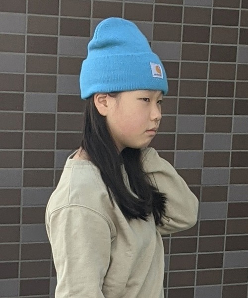 Carhartt（カーハート）の「Carhartt/カーハート　キッズ　ワンポイントロゴ ニットワッチ（ニットキャップ/ビーニー・キッズ・ブラック/ブラウン/カーキ/オレンジ/ピンク/サックスブルー・FREE）」の11枚目の写真