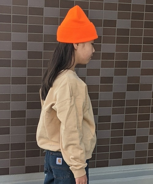 Carhartt（カーハート）の「Carhartt/カーハート　キッズ　ワンポイントロゴ ニットワッチ（ニットキャップ/ビーニー・キッズ・ブラック/ブラウン/カーキ/オレンジ/ピンク/サックスブルー・FREE）」の9枚目の写真