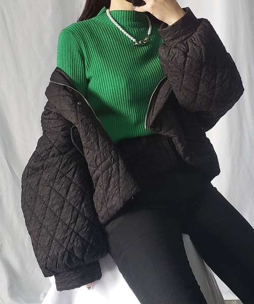 me+em select(ミームセレクト)の「プチハイネックリブニットトップス(ニット/セーター・レディース・ブラック/ベージュ/グレー/グリーン・FREE)」の16枚目の写真