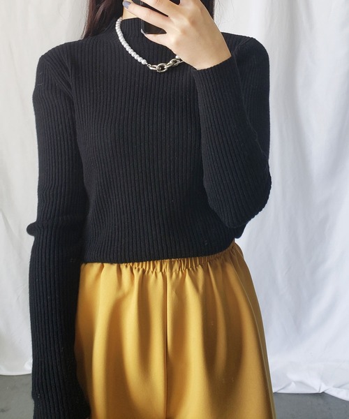 me+em select(ミームセレクト)の「プチハイネックリブニットトップス(ニット/セーター・レディース・ブラック/ベージュ/グレー/グリーン・FREE)」の18枚目の写真