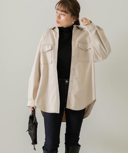 URBAN RESEARCH Sonny Label（アーバンリサーチサニーレーベル）の「ウールライクオーバーシャツ（シャツ/ブラウス・レディース・モカ/チャコールグレー/アイボリー・FREE）」の17枚目の写真