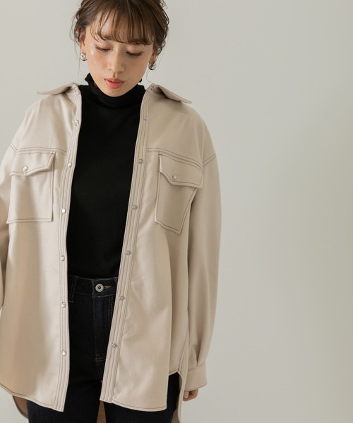 URBAN RESEARCH Sonny Label（アーバンリサーチサニーレーベル）の「ウールライクオーバーシャツ（シャツ/ブラウス・レディース・モカ/チャコールグレー/アイボリー・FREE）」の20枚目の写真