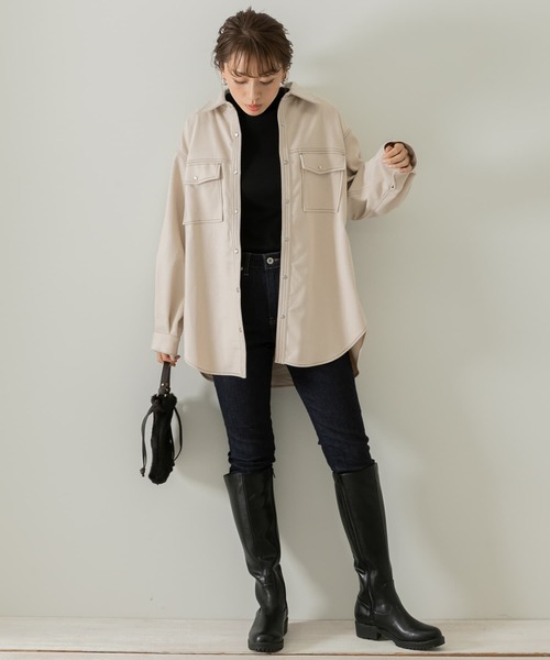URBAN RESEARCH Sonny Label（アーバンリサーチサニーレーベル）の「ウールライクオーバーシャツ（シャツ/ブラウス・レディース・モカ/チャコールグレー/アイボリー・FREE）」の21枚目の写真