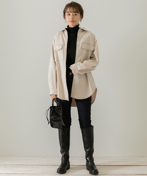 URBAN RESEARCH Sonny Label（アーバンリサーチサニーレーベル）の「ウールライクオーバーシャツ（シャツ/ブラウス・レディース・モカ/チャコールグレー/アイボリー・FREE）」の22枚目の写真