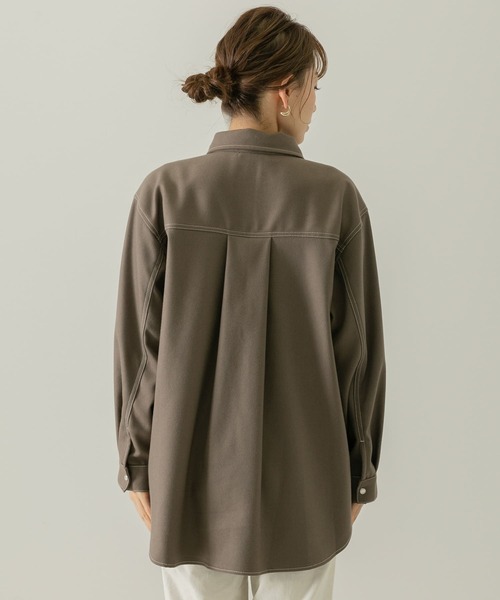 URBAN RESEARCH Sonny Label（アーバンリサーチサニーレーベル）の「ウールライクオーバーシャツ（シャツ/ブラウス・レディース・モカ/チャコールグレー/アイボリー・FREE）」の10枚目の写真
