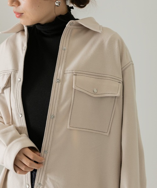 URBAN RESEARCH Sonny Label（アーバンリサーチサニーレーベル）の「ウールライクオーバーシャツ（シャツ/ブラウス・レディース・モカ/チャコールグレー/アイボリー・FREE）」の11枚目の写真