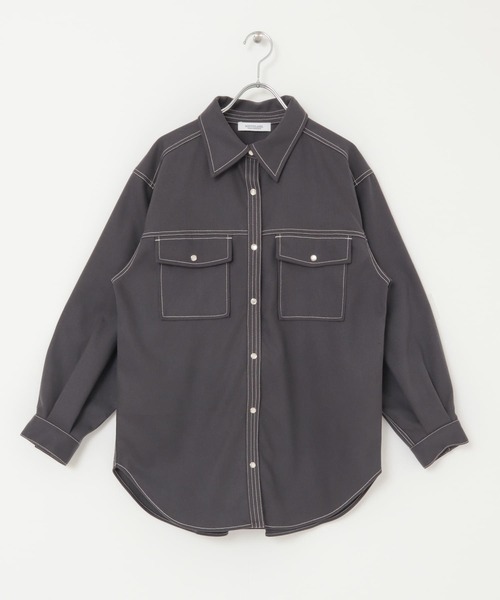 URBAN RESEARCH Sonny Label（アーバンリサーチサニーレーベル）の「ウールライクオーバーシャツ（シャツ/ブラウス・レディース・モカ/チャコールグレー/アイボリー・FREE）」の14枚目の写真
