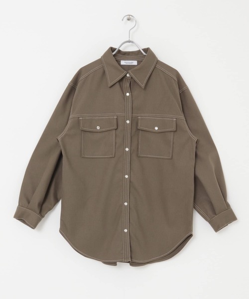 URBAN RESEARCH Sonny Label（アーバンリサーチサニーレーベル）の「ウールライクオーバーシャツ（シャツ/ブラウス・レディース・モカ/チャコールグレー/アイボリー・FREE）」の15枚目の写真