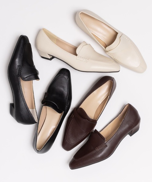 SVEC（シュベック）の「スクエアトゥ コインローファー / スリッポン（ローファー・レディース・ホワイト/ブラック/ブラウン・38/39/35/36/37）」の2枚目の写真