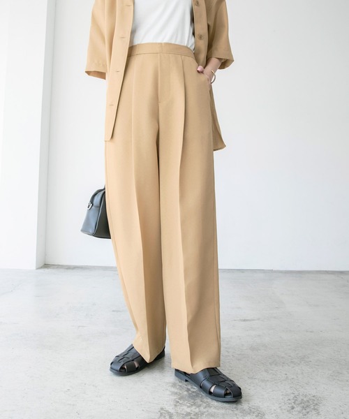 BONLECILL（ボンルシール）の「【2点セット】半袖セットアップ テーラードジャケット/センタープレスパンツセット（セットアップ・レディース・チャコールグレー/ベージュ/グリーン/アイボリー/ネイビー・FREE）」の9枚目の写真