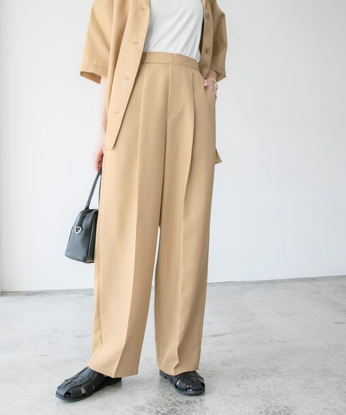 BONLECILL（ボンルシール）の「【2点セット】半袖セットアップ テーラードジャケット/センタープレスパンツセット（セットアップ・レディース・チャコールグレー/ベージュ/グリーン/アイボリー/ネイビー・FREE）」の10枚目の写真