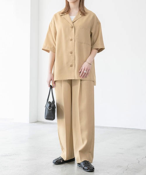 BONLECILL（ボンルシール）の「【2点セット】半袖セットアップ テーラードジャケット/センタープレスパンツセット（セットアップ・レディース・チャコールグレー/ベージュ/グリーン/アイボリー/ネイビー・FREE）」の12枚目の写真