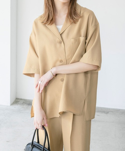 BONLECILL（ボンルシール）の「【2点セット】半袖セットアップ テーラードジャケット/センタープレスパンツセット（セットアップ・レディース・チャコールグレー/ベージュ/グリーン/アイボリー/ネイビー・FREE）」の13枚目の写真